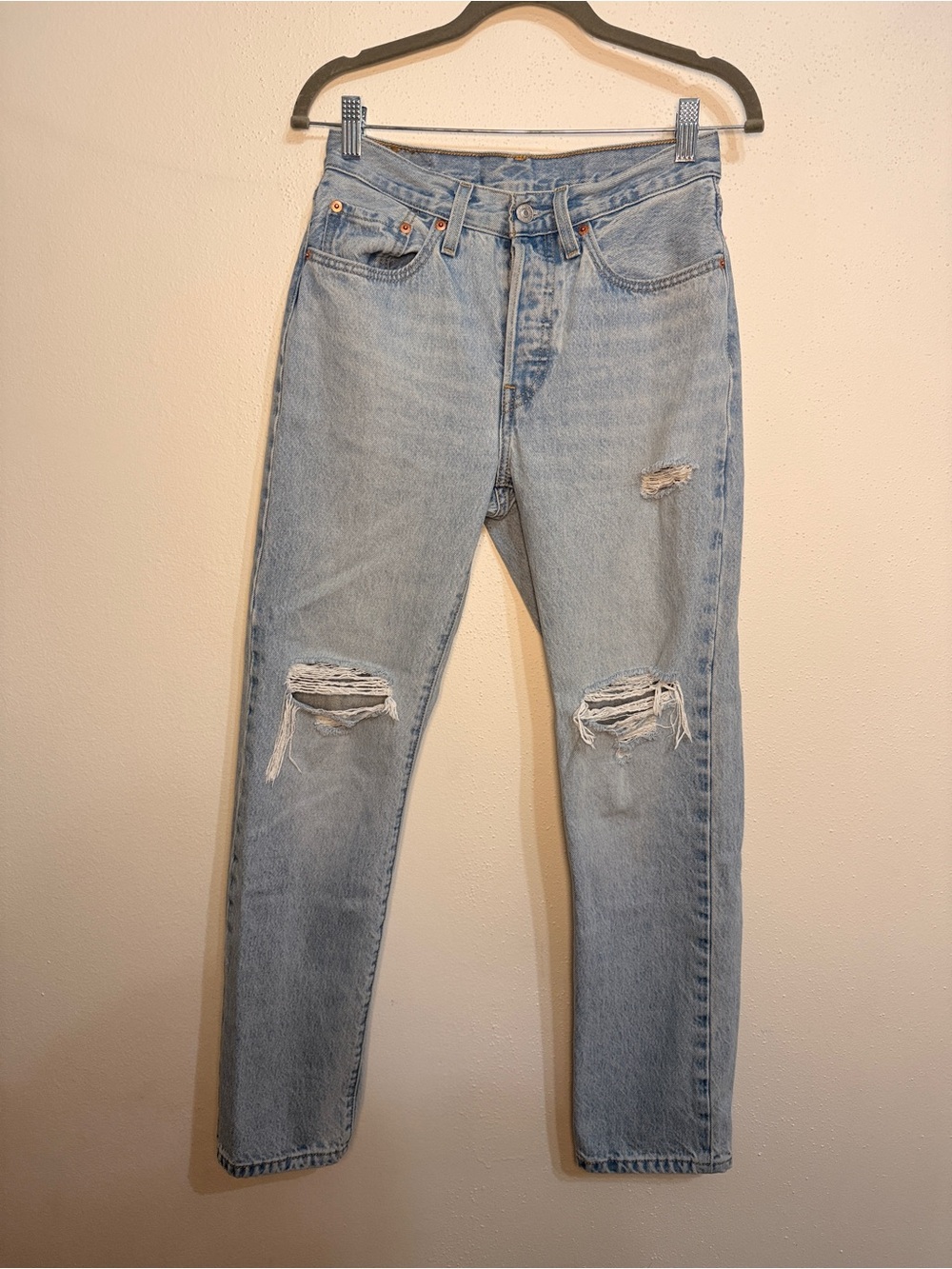 Levi's Light Blue Distressed High-Rise Jeans